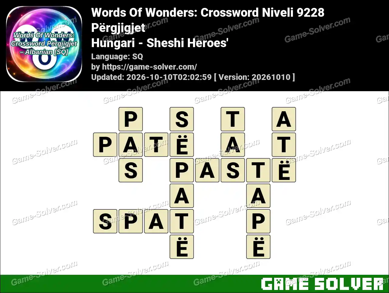 Words Of Wonders: Crossword Niveli 9228 Përgjigjet – Hungari – Sheshi Heroes’